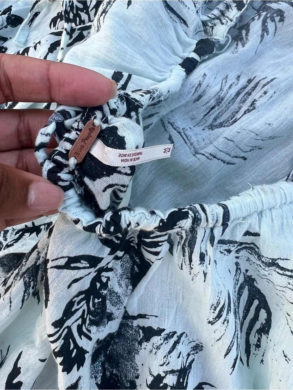 Free People Mint and Black Botanical Print Maxi Dress